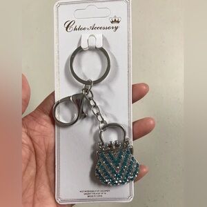 Handbag Silver and Blue Keychain